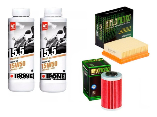 Kit Service Ktm Duke 390 Filtros + 2 Aceites Ipone Ryd