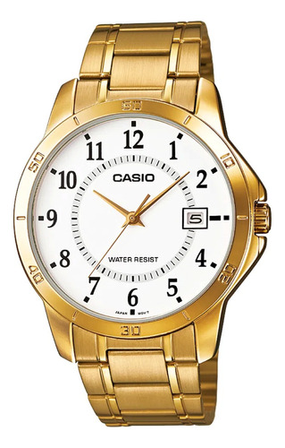 Reloj Casio Mtp-v004g 100% Acero Cristal Duro Fechador Wr