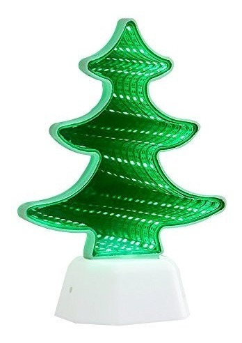 Lampara Espejo Led 3d Pino Navidad Ilusion Tunel Infinito