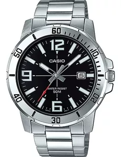 Reloj Casio Quartz Mtpvd01 1b Hombre Plata Negro Full