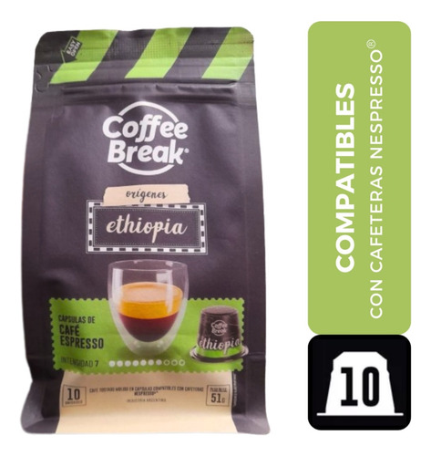 Capsulas Coffee Break Orígenes Ethiopia Para Nespreso X 10 