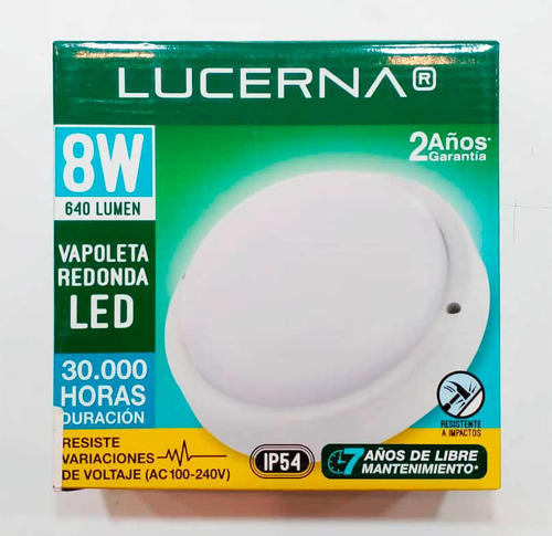 Lampara Plafon Vapoleta Redondo 8w 6500k 90-265v Lucerna