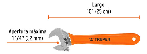 Llave Francesa 10 Pulgadas Cromada Mango De Pvc Truper