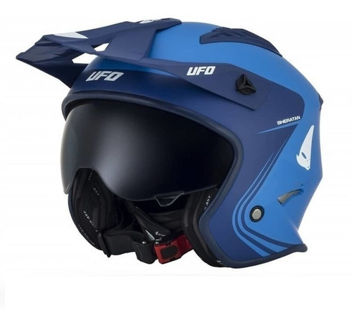 Casco Moto Abierto Trial Ufo Sheratan Celeste Solomototeam