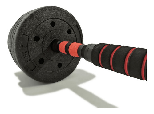 Imagen 3 de 10 de Kit Mancuernas Y Barra Con Tope A Rosca + 10 Kg Discos Pvc
