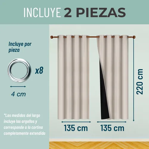 Cortina 100% Blackout Terciopelo Engomada 135x220 Casatua X2