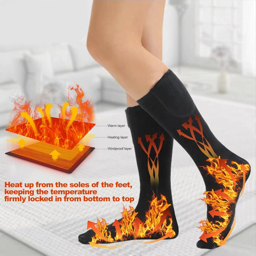 Calcetines Térmicos Eléctricos Heated Socks Modelos Unisex Negro Diseño De La Tela Talle