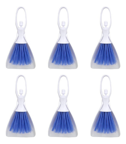 Mini Recogedor Con Escoba Cepillo Plastico Portatil 6 Piezas Color Blanco