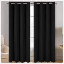 Comprar Persianas Black Out Negras\u002Fgrises Ojal Cortinas,132*213cm 2p