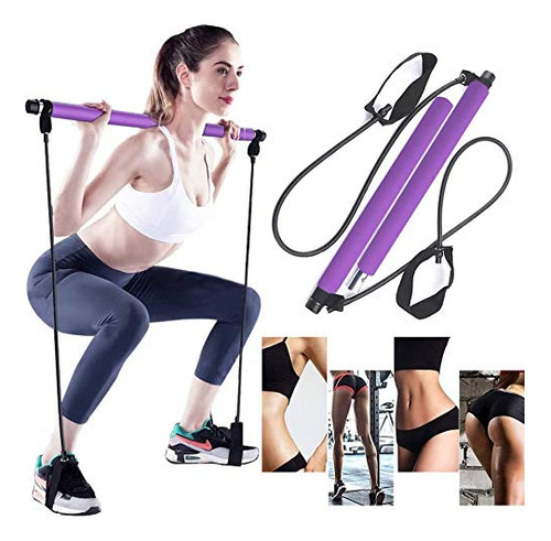 Serendipity Space Barra De Resistencia, Barra De Pilates Con Banda De Resistencia, Barra De Yoga Portátil Con Trabilla Para El Pie, Kit De Barra De Pilates Portátil Para Yoga Y Ejercicio Para