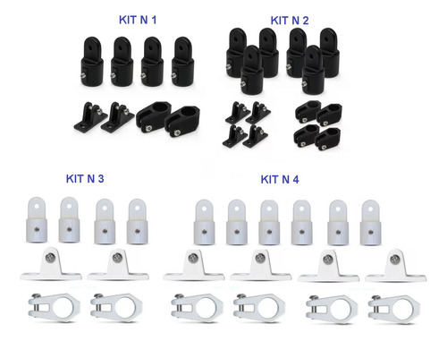 Capota Nautica Kit N 2 De 12 Piezas Negras Caño 19mm