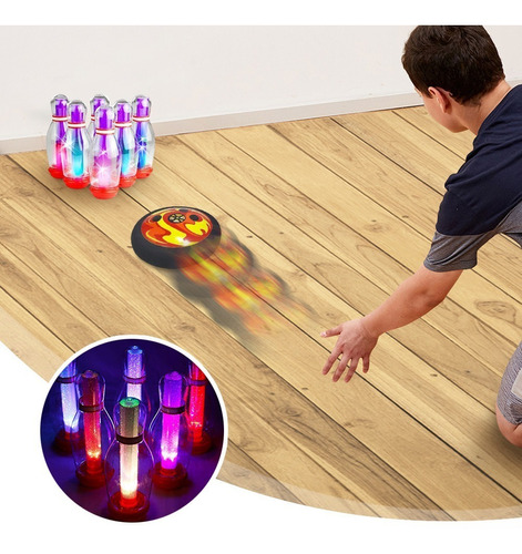 Juego De Bolos Luces Led Boliches Luminosos Niños Rf 789