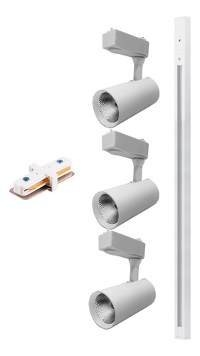 Kit Trilho 3 Spots Led Eletrificado 1 Metro Com Cor Branco Quente 110v/220v