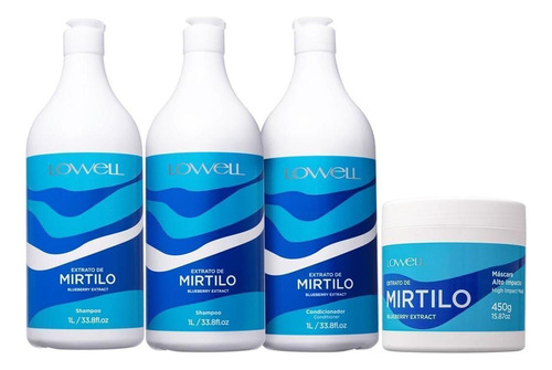  Kit Mirtilo 2 Shampoo + 1 Cond Litro + Máscara 450g Lowell