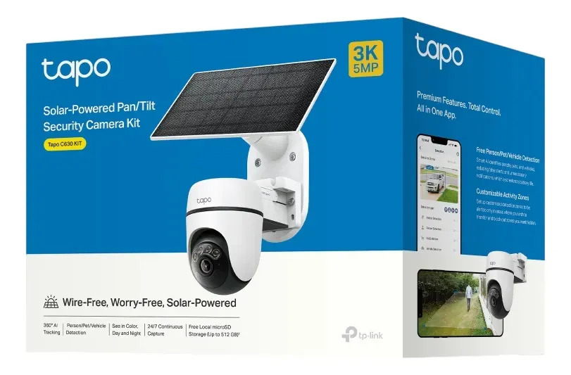 Camara Seguridad Tp-link Tapo C630 Kit Exterior Panel Solar Blanco