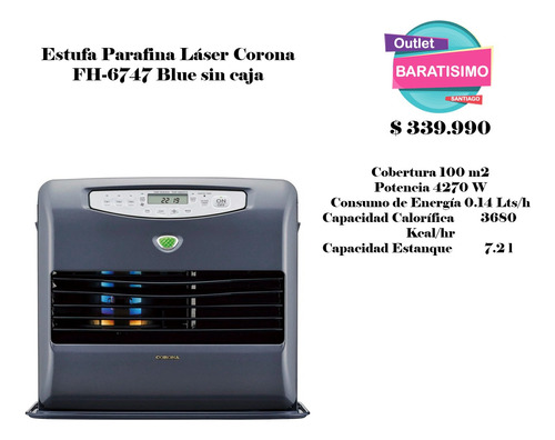 Estufa Parafina Láser Corona Fh-6747 Blue Sin Caja