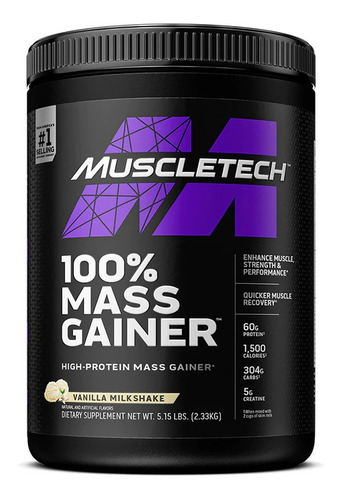 Muscletech 100% Mass Gainer Ganador De Masa 5.15 Lb Vanilla Milkshake