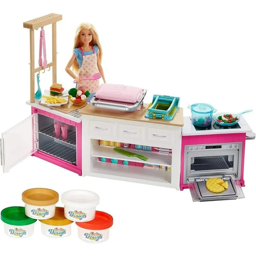 Muñeca Barbie Chef Kitchen Cocina Con Accesorios Sonidos Luz