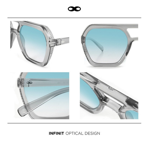 Imagen 2 de 6 de Gafas De Sol Infinit Lyon Gris Lente Azul Claro Degradé
