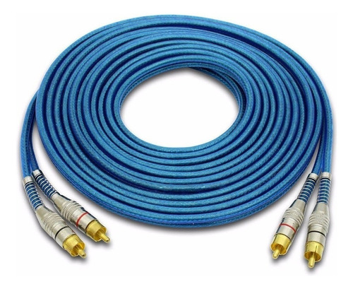 Cabo Rca Prime Dupla Blindagem Modulo 5 Metros 5mm Azul