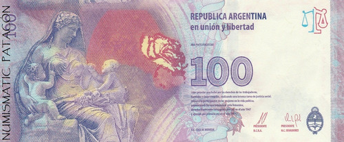 Billete 100 Pesos Evita Perón Serie U - Vanoli Boudou 4327
