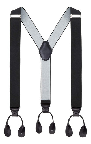 Mens Button End Suspenders 49 Inch Y-back Adjustable Elastic