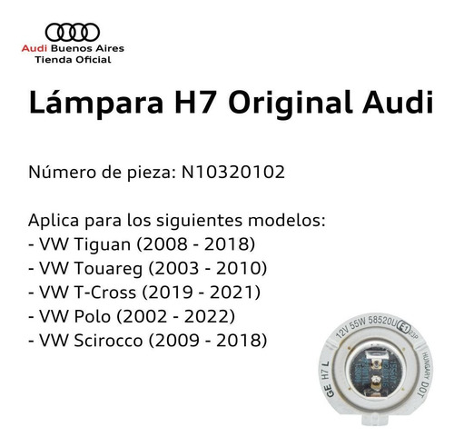 Imagen 5 de 8 de Lámpara H7 Audi A1 2011 Al 2016