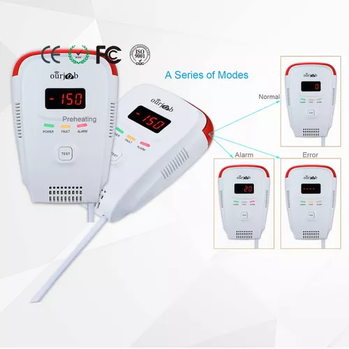 Detector de gas natural, sensor de alarma de fugas de gas, monitor de gas  butano y metano, aviso de voz, advertencia de luz estroboscópica, pantalla