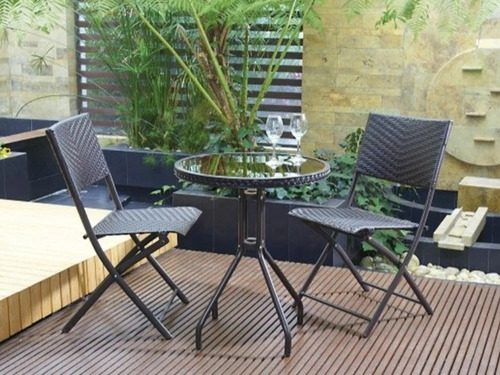 Set Balcon Terraza Romantic Estructura Marrón Oscuro