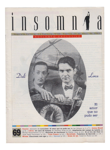 Salvador Dali Y Lorca En Tapa Revista Insomnia Uruguay 1999