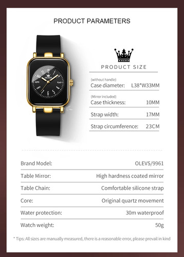 Relojes Olevs Con Esfera Cuadrada Para Mujer 9961