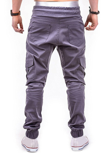 Pantalones Cintura Con Cordones Bolsillos Laterales De Color 