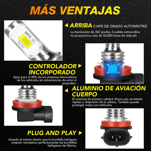 Kit De Focos Led Para Renault Captur 2018 2019 9003/h4 H11