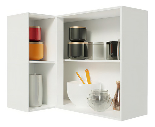 Armário Aéreo De Canto 100% Mdf Com Adega Smart Madesa Cor Branco