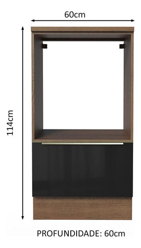 Mueble Para Horno Y Microondas Madesa Lux Con Encimera Mn Color Rustic/Negro
