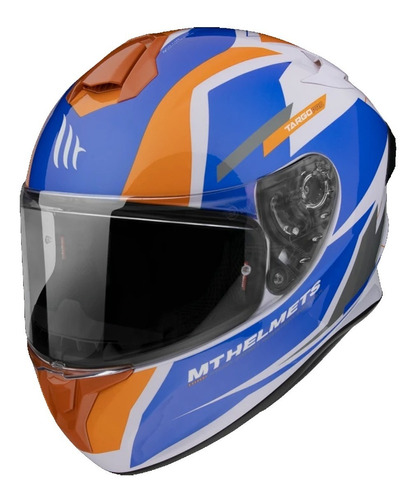 Casco Para Moto Mt Helmets Targo Pro Sound D4 Azul/ Naranja Color Azul Tamaño del casco L (59-60 cm)