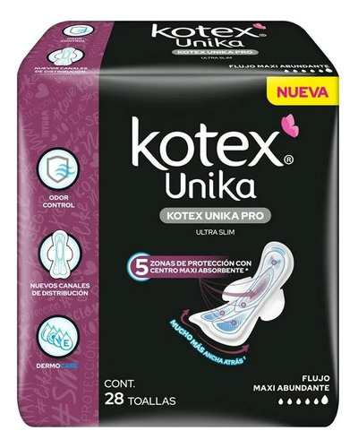 Toallas Femeninas Kotex Unika Pro Maxi Flujo Abundante Con 2