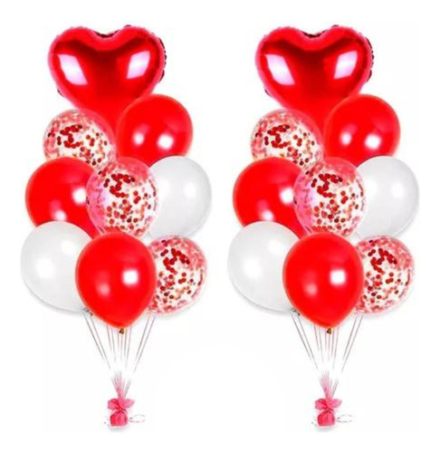 Bouquet Rojo/ Blanco Love De 9 Globos Desinflado Completo