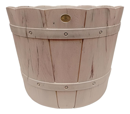Maceta Redonda Grabada Grande Tipo Madera D42