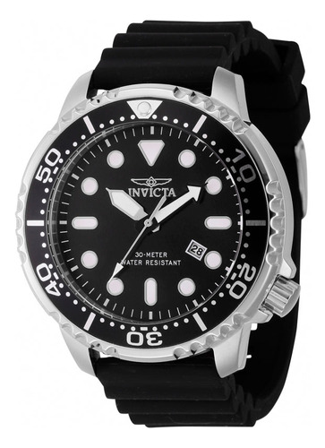 Reloj Análogo Invicta 44834 Pro Diver Acero Y Silicona Negro