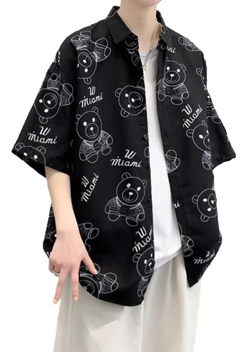 Verano Hombres Moda Oversized Loose Camisa De Manga Corta