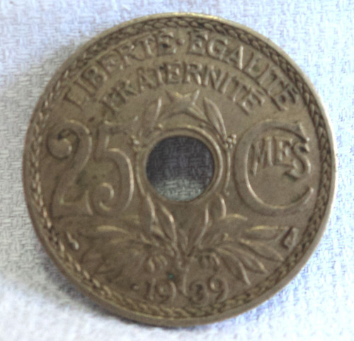 Antigua Moneda Francia 25 Centimos Año 1939 G5