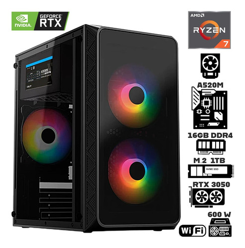 Computadora Ryzen 7 5700x Rtx 3050 Ram 16gb M.2 1 Tb Wi-fi