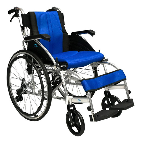 Silla De Ruedas Rider, Ligera De Aluminio, Respaldo Plegable Color Azul