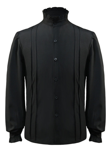 Elegante Manga Larga Con Cuello Alto Y Botones De Encaje Par