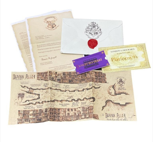 Carta Hogwarts Harry Potter Boleto Ticket Mapa Callejon