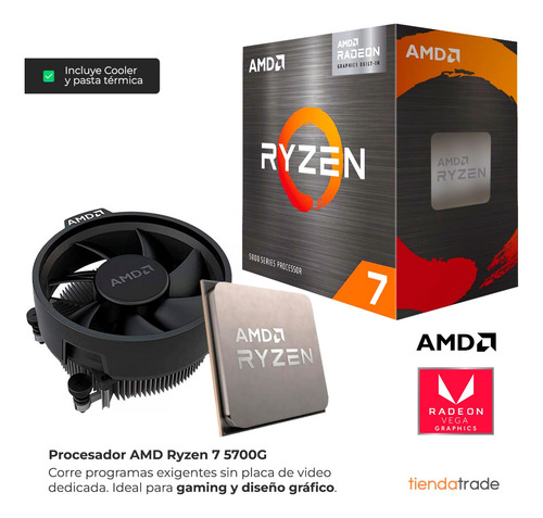 Pc Armada Ryzen 7 5700g Cpu Gamer 32gb 1tb Nvme Diseño Wifi