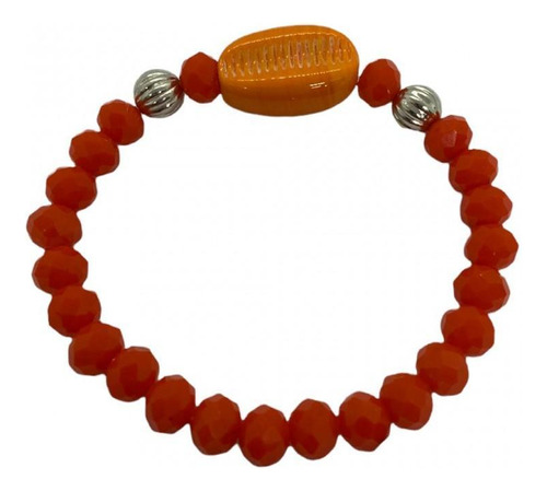 Pulseira Ewá Búzios Cristal Laranja E Silicone