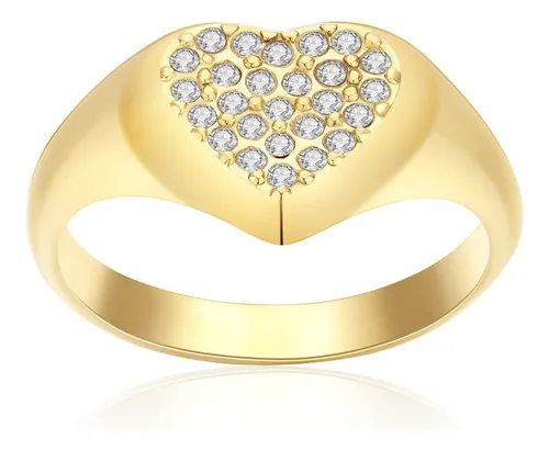 Povik Anillos De Circonita Cúbica Con Corazón De Oro Para Mu