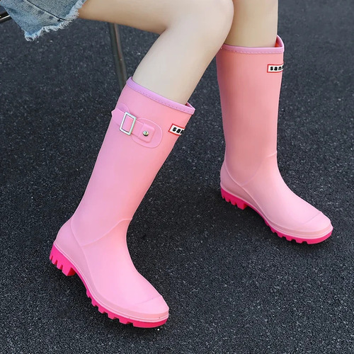 Botas De Lluvia Impermeables De Punto Alto Para Mujer, Estil